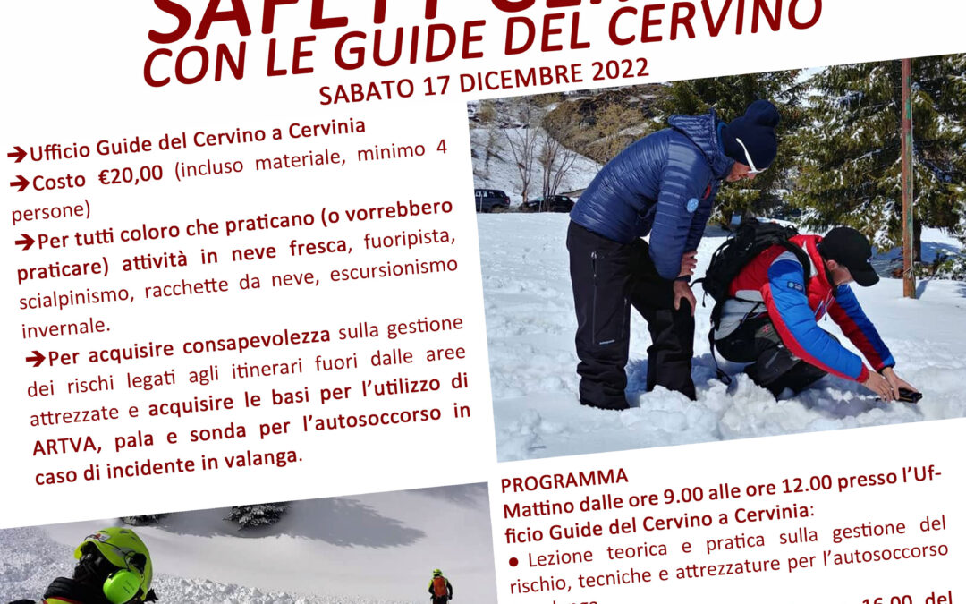 SAFETY CLINICS avec les guides du Cervin samedi 17 décembre 2022 de 9h à 12h